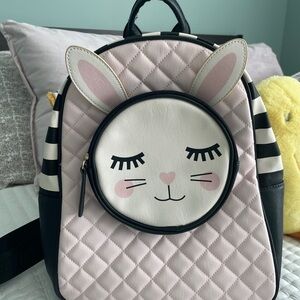 Betsy Johnson Pink and Black Quilted Rabbit Face Backpack